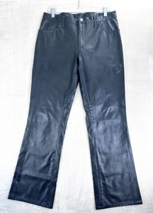 VTG Anchor Blue Pleather Pants Womens‎ 11 Low-Rise Bootcut Black Jeans Y2K Biker